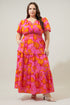 Passion Punch Palmer Poplin Tiered Maxi Dress Curve